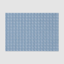 Bleu Classique Avec Motif Crochet Blanc