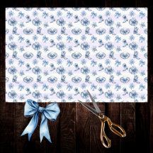 Bleu Cowgirl Toile Chinoiserie sur les rayures vio