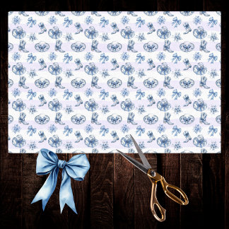Papier Mousseline Bleu Cowgirl Toile Chinoiserie sur les rayures vio