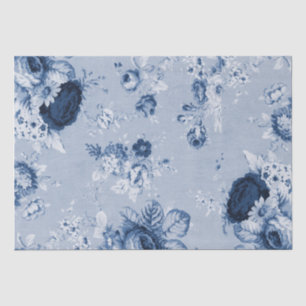 Papier Mousseline Bleu d'indigo Toile floral vintage No.4
