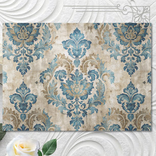 Papier Mousseline Bleu élégant vintage découpage bleu