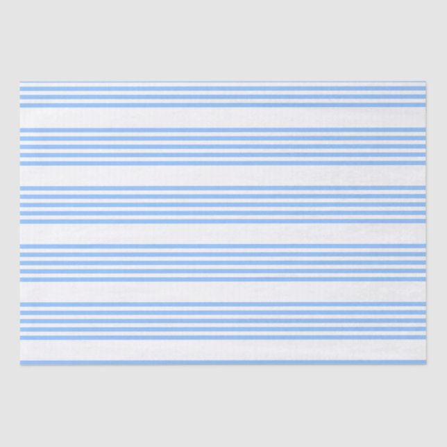 Papier Mousseline Bleu et blanc cinq bandes motif (Recto)