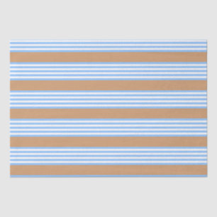 Papier Mousseline Bleu et blanc cinq bandes motif avec bronze