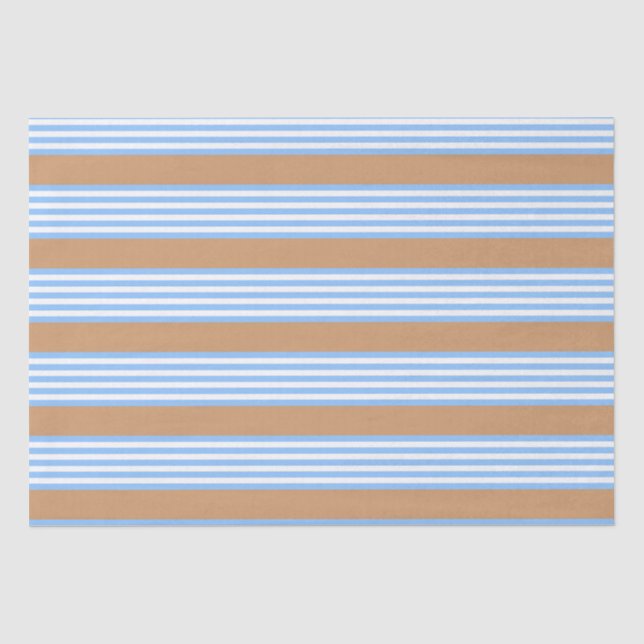 Papier Mousseline Bleu et blanc cinq bandes motif avec bronze (Recto)