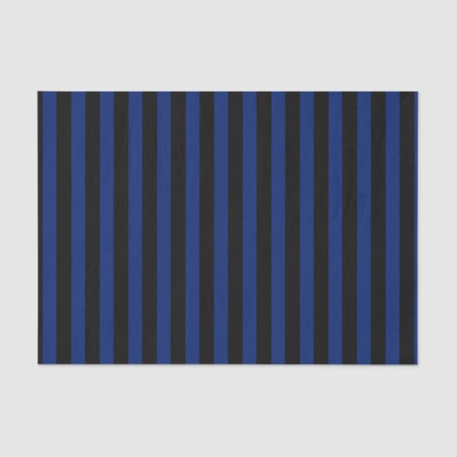 Papier Mousseline Bleu et noir bonbons rayés (Recto)