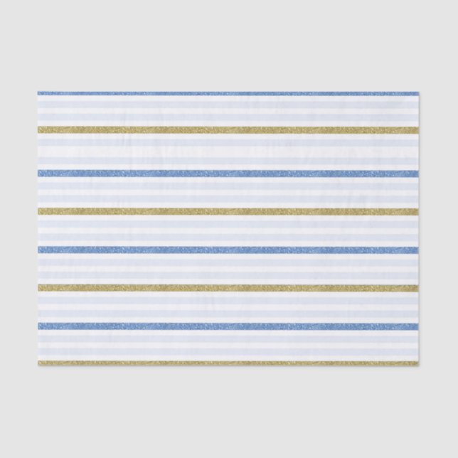 Papier Mousseline Bleu et or Parties scintillant Shimmer bandes (Recto)