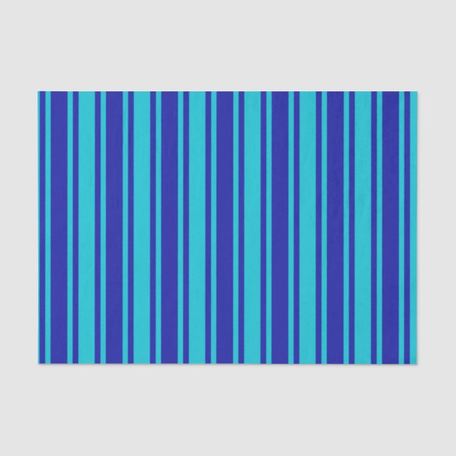Papier Mousseline Bleu et turquoise bandes bonbons (Recto)