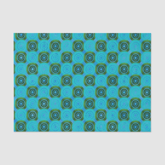 Papier Mousseline Bleu et vert Rwanda Motif tribal africain (Recto)