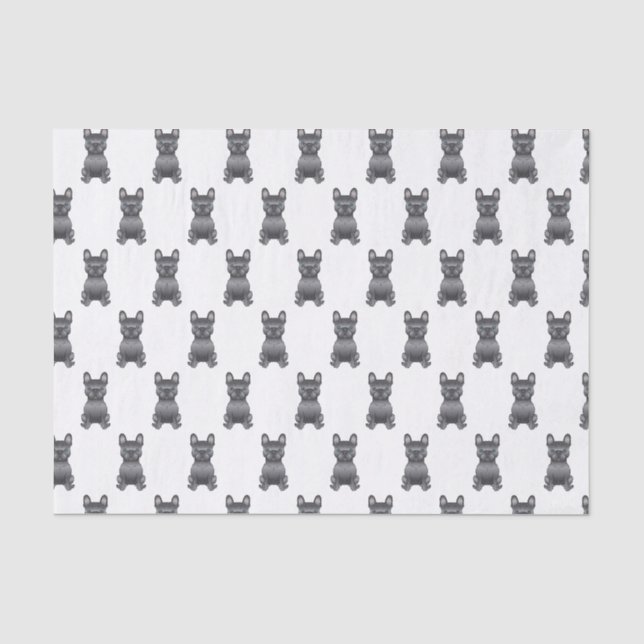 Papier Mousseline Bleu Français Bulldog / Français Motif de dessin a (Recto)