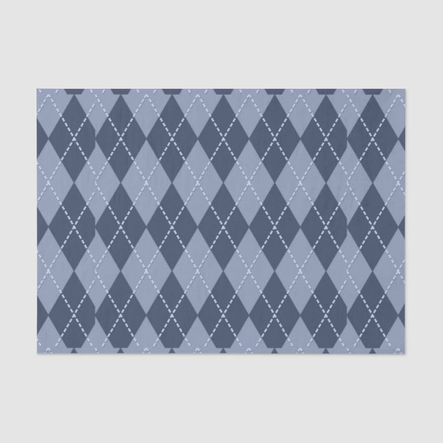 Papier Mousseline Bleu Gris Argyle (Recto)