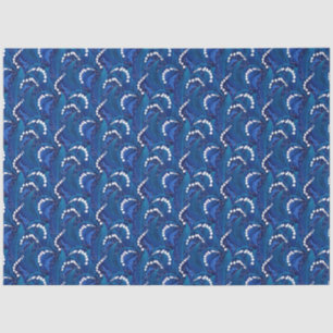 Papier Mousseline Bleu Illustré Lys de la Vallée Découpage