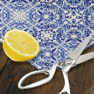 Papier Mousseline Bleu Méditerranée Petits Carreaux - Look peint à l