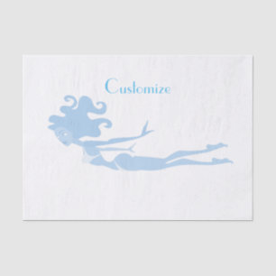 Papier Mousseline Bleu Mermaid Swimmer Thunder_Cove