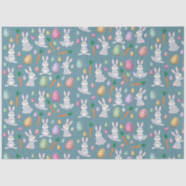 Papier Mousseline Bleu mignon lapin lapin Motif (Recto)