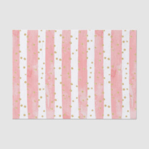 Papier Mousseline Bleu rose   Faux Gold Confetti