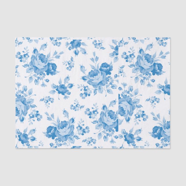 Papier Mousseline bleu, shabby chic, rose, victorien, motif, élégant (Recto)