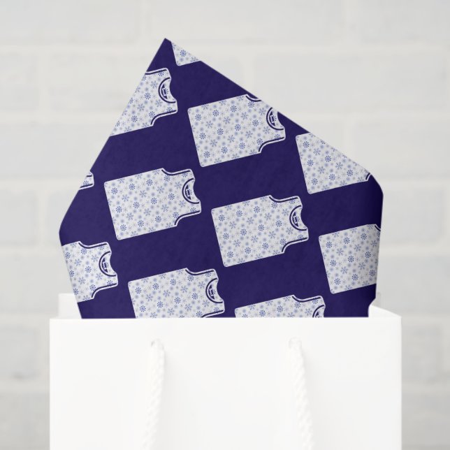 Papier Mousseline Bleu Snowflake Basket Jersey (Sac cadeau)