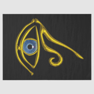 Papier Mousseline BLEU TALISMAN HORUS EYE Gold Black Egyptian