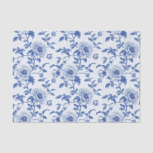 Papier Mousseline Bleu Toile motif Floral avec Motif à rayures