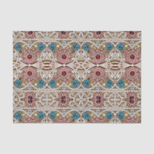 Papier Mousseline bleu turquoise or bordeaux rose bohème