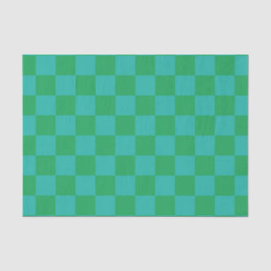 Papier Mousseline Bleu vert À damiers En vichy Motif