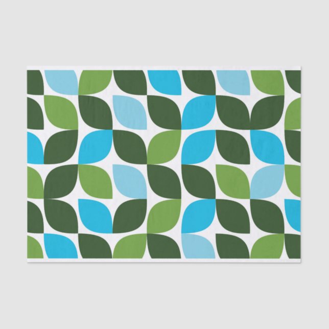 Papier Mousseline Bleu, vert, cool, tendance, nature moderne abstrai (Recto)