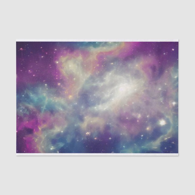 Papier Mousseline Bleu Violet Turquoise Nebula Voie Lactée (Recto)