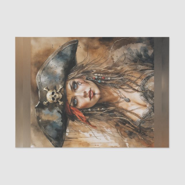 Papier Mousseline Bloody Lady Pirate Capitaine Découpage papier (Recto)