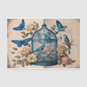 Papier Mousseline Blue Birds Paradise Birdcage papillons découpage