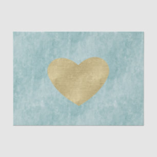 Papier Mousseline Blue Bliss Gold Heart