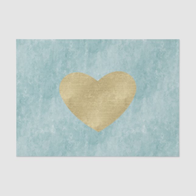 Papier Mousseline Blue Bliss Gold Heart (Recto)