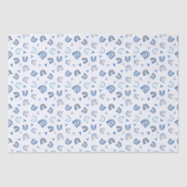Papier Mousseline Blue Boho Rainbow Thème Cadeau Tissu Papier (Recto)