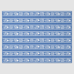 Papier Mousseline Blue Bone Inlay Floral Border Decoupage Paper