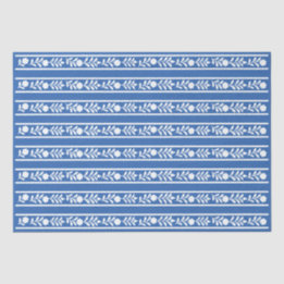 Papier Mousseline Blue Bone Inlay Floral Border Decoupage Paper