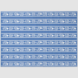 Papier Mousseline Blue Bone Inlay Floral Border Decoupage Paper