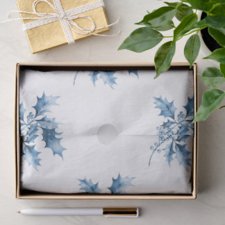 Papier Mousseline Blue Christmas Gnomes