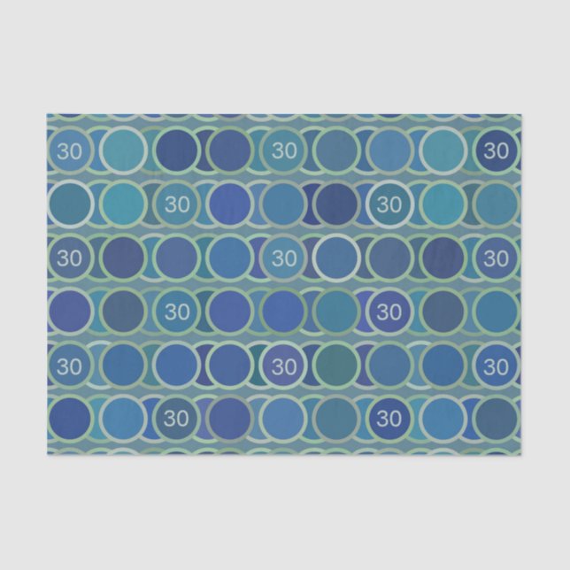Papier Mousseline Blue Circles Pattern Custom Birthday Age (Recto)