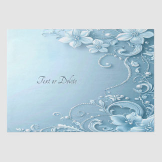 Papier Mousseline Blue Decorative Floral Tissue Paper