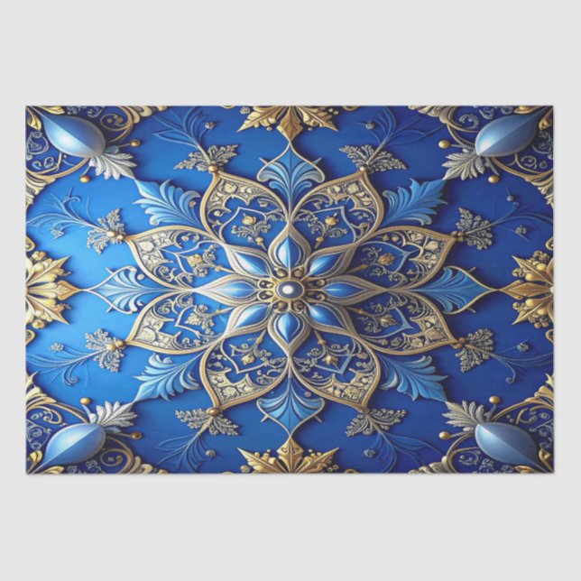 Papier Mousseline Blue Decorative Holiday Tissue Paper (Recto)