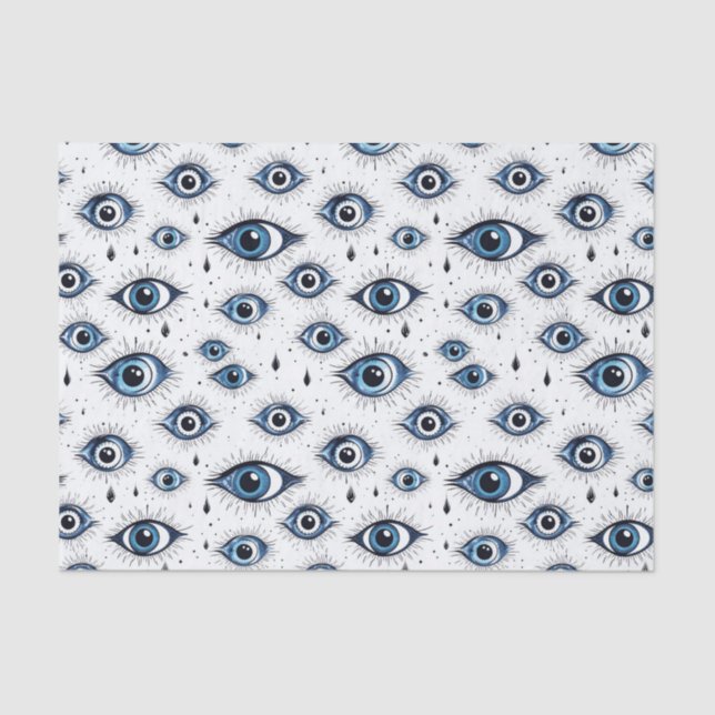 Papier Mousseline Blue Eyes Motif Moderne Découpage Abstrait (Recto)