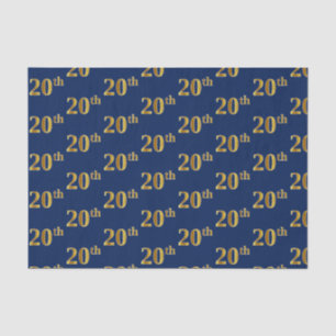 Papier Mousseline Blue, Faux Gold 20th (Vingtième) Event