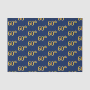 Papier Mousseline Blue, Faux Gold 60e (Soixantième) Event Tissue Pap