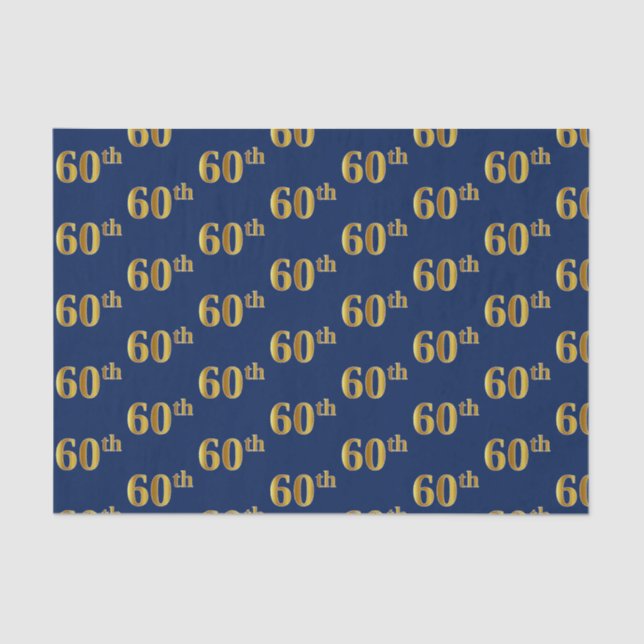 Papier Mousseline Blue, Faux Gold 60e (Soixantième) Event Tissue Pap (Recto)