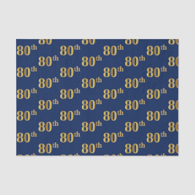 Papier Mousseline Blue, Faux Gold 80th (Eighantième) Event (Recto)