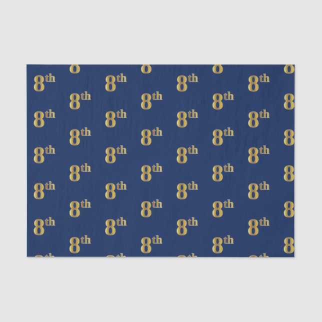 Papier Mousseline Blue, Faux Gold 8th (Huitième) Event Tissue Paper (Recto)
