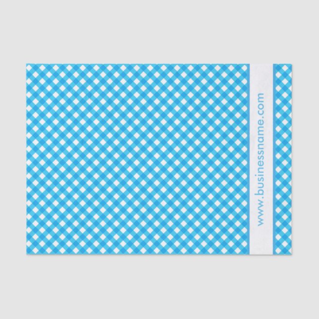 Papier Mousseline Blue Gingham Custom Text (Recto)