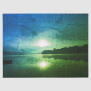 Papier Mousseline Blue Green Morning Sunrise abstrait à CT River