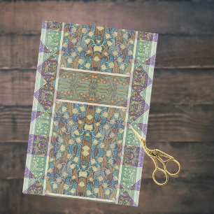 Papier Mousseline Blue Green Purple Arts Nouveau Floral Ephemera
