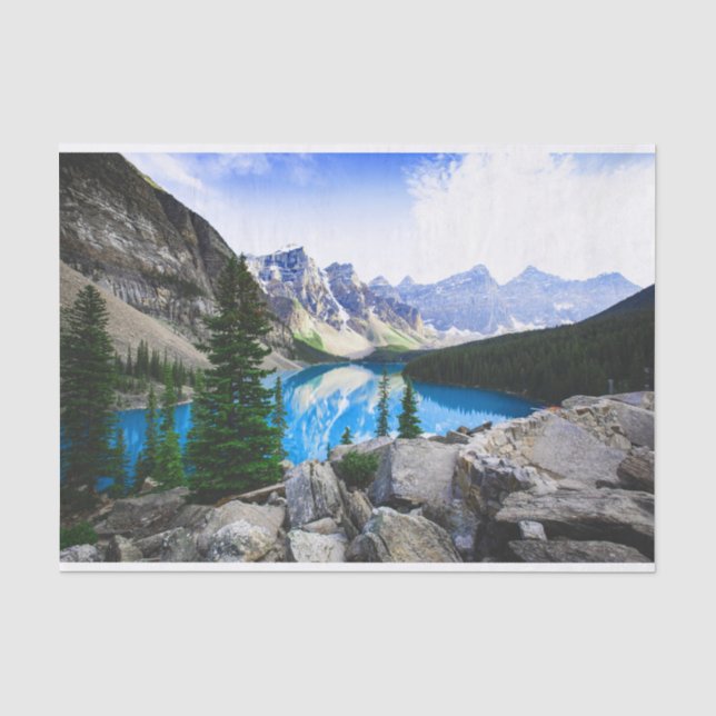Papier Mousseline Blue Lake Rocky Mountain Pine Forest (Recto)