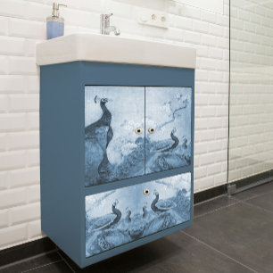 Papier Mousseline Blue n White Floral Peacock Chinoiserie Découpage